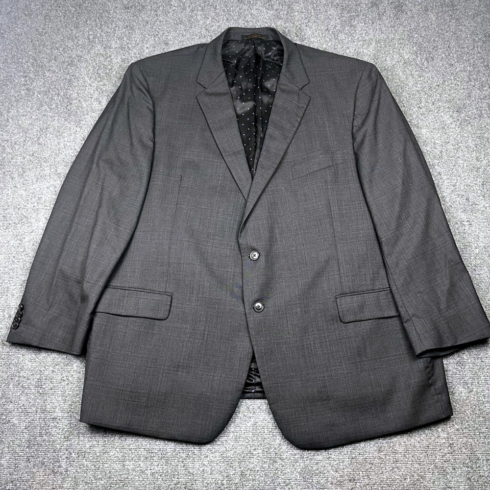 Jos A Bank Grey Glen Plaid Lanificio T.G. Di Fabio 130's 2 Piece Suit 50r 46x25 - Picture 2 of 16